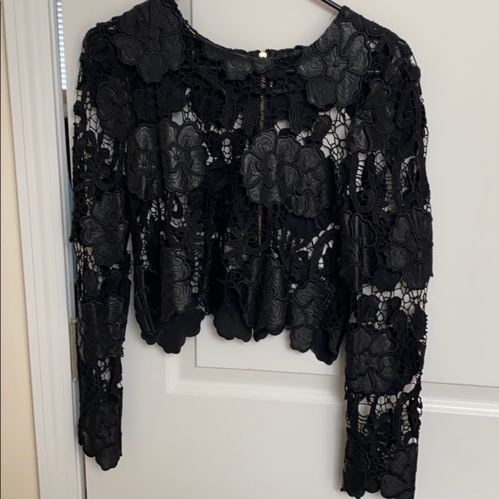Leather/Lace Cropped top!